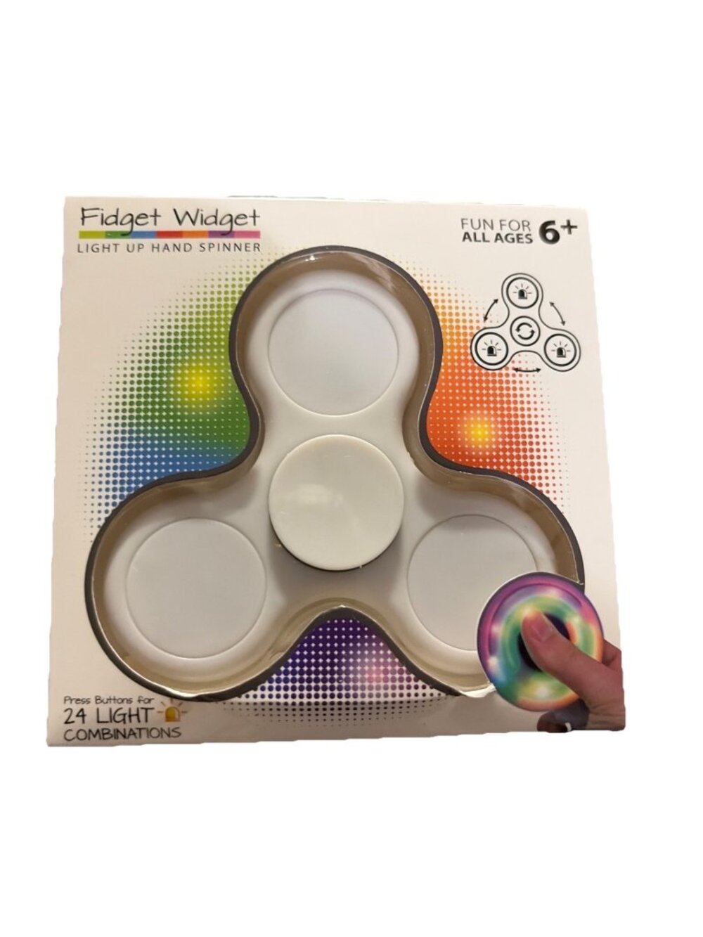 Fidget Widget Light Up Hand Spinner - 24 Light Combinations - Stress Reducer For